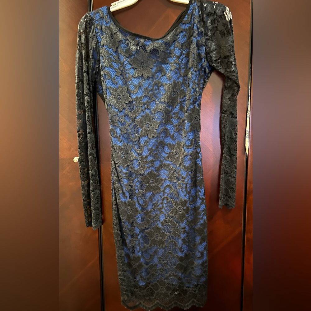 Black and Blue  stretch lace  mini dress